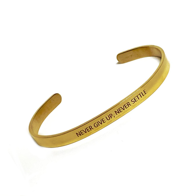 Мотивационный браслет Never Give Up, Never Settle Gold