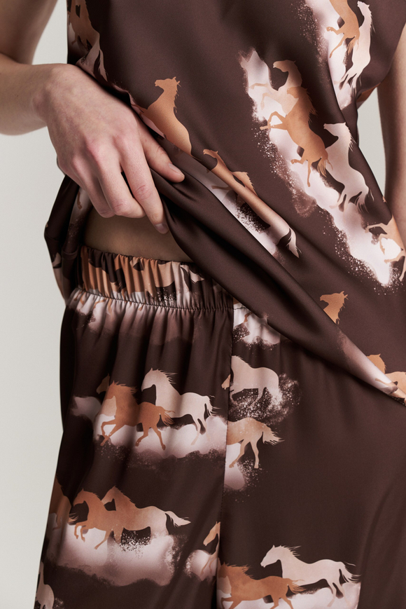 Шелковые брюки с кантом - бегущие лошади