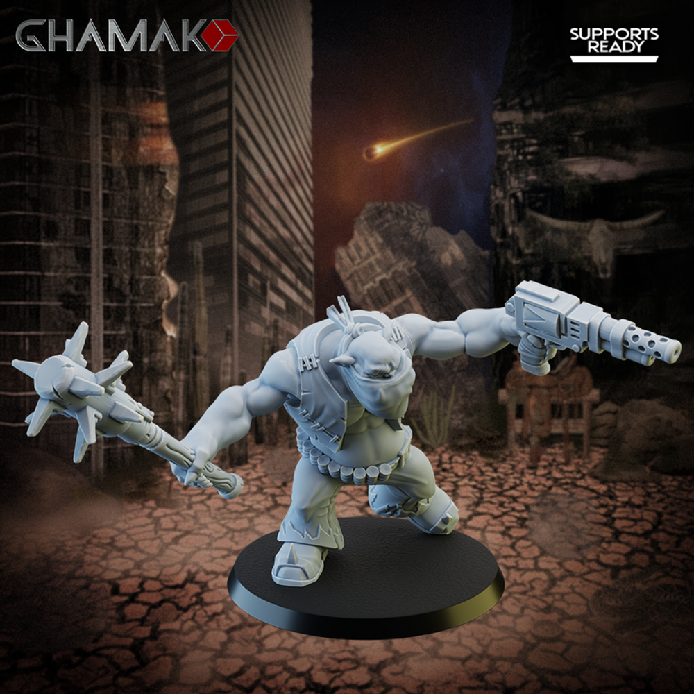 Orks Greenskins Boyz Западный орк №1 с дубиной и пистолетом миниатюра для dnd, днд, pathfinder, фентези, Настольная игра, НРИ, Варгейм, РПГ