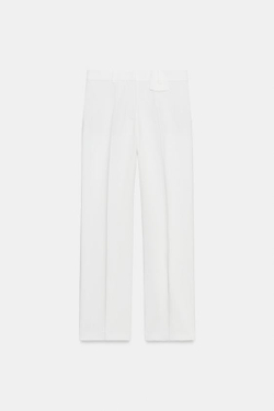 ZARA БРЮКИ ПРЯМОГО КРОЯ — ZW COLLECTION, БЕЛЫЙ