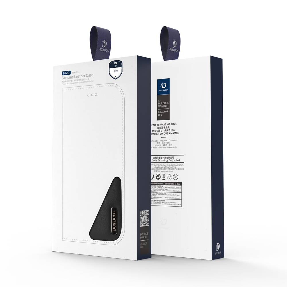 Чехол книжка из натуральной кожи с защитой RFID от Dux Ducis для iPhone 16 Pro, серия Hivo Series Case