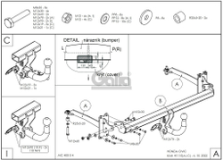 Оцинкованный фаркоп на Honda Civic хетчбек 5 дверей 2022- (без электрики), Galia H111A