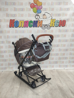 Санки-коляски "Ника детям 7-8K" в ёлочку коричневый