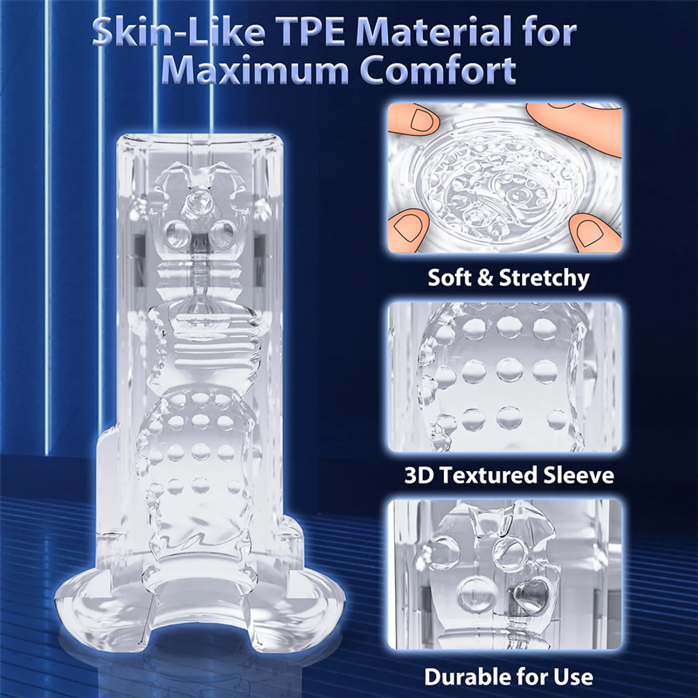 Черный вибромастурбатор с имитацией орального секса Amovibe Good Night Pro Squeezing, Sucking & Vibrating Masturbator