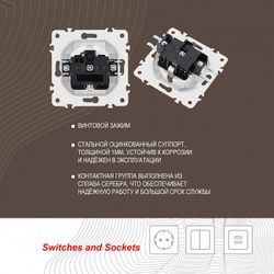 Розетка с заземлением и со шторкой, без рамки Arte Milano am-205 205.40-1.white