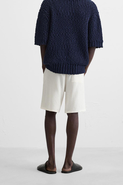 ZARA ШОРТЫ ИЗО ЛЬНА И ВИСКОЗЫ, БЕЛЫЙ