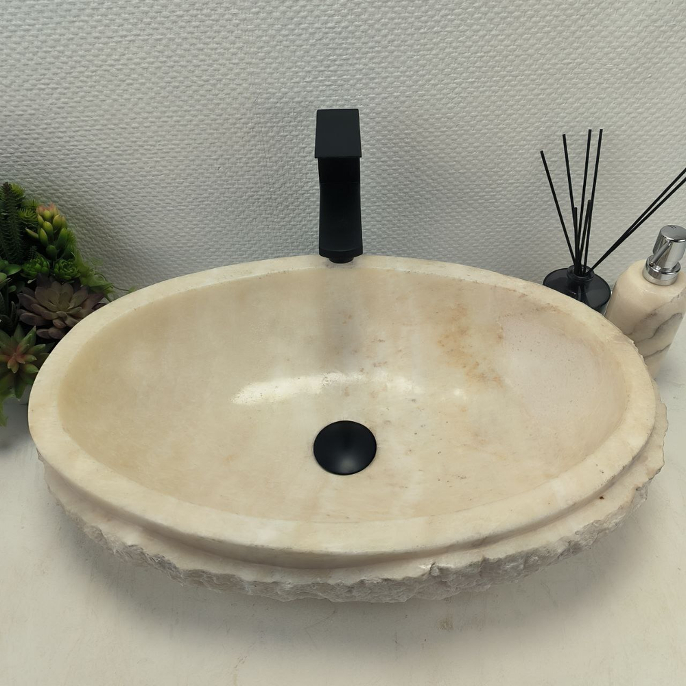 Раковина из оникса Oval White Marmo Wave OO-62537 58*38*15