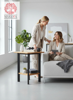 Дизайнерский столик-консоль Виби из дуба 40х40 см в стиле лофт, на металлических ножках