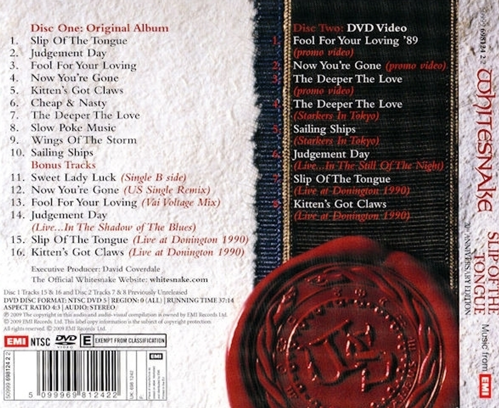 Whitesnake / Slip Of The Tongue (20th Anniversary Edition)(CD+DVD)