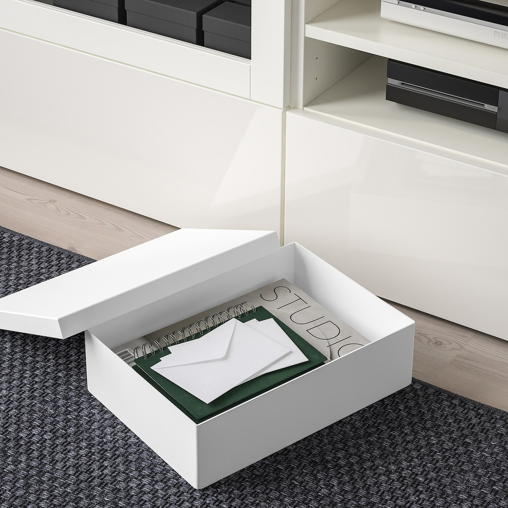 IKEA TJENA  (ИКЕА ТЙЕНА)  -  Контейнер с крышкой, белый, 25x35x10 см