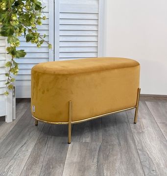 Пуф для гостиной ZEN BLUVEL-68 желтый, велюр / золотой каркас