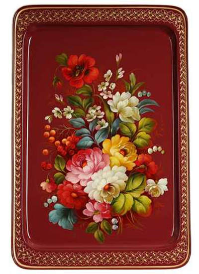 Жостовский поднос декоративный, размер 53х36 см (A28), металлический