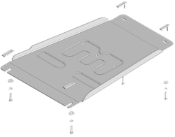 Защита алюминиевая 5 мм КПП для Toyota Land Cruiser Prado 250; V=2,8D; с 2024г Motodor.32535