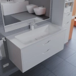 Тумба с раковиной для ванной Uperwood Modul 100 см, подвесная, матовая, белая