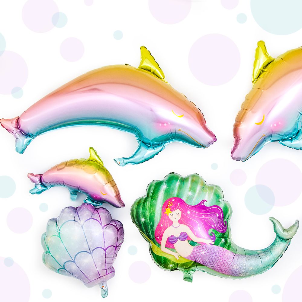 Шар с клапаном (17''/43 см) Мини-фигура, Дельфин, Радужный, Градиент, 1 шт.