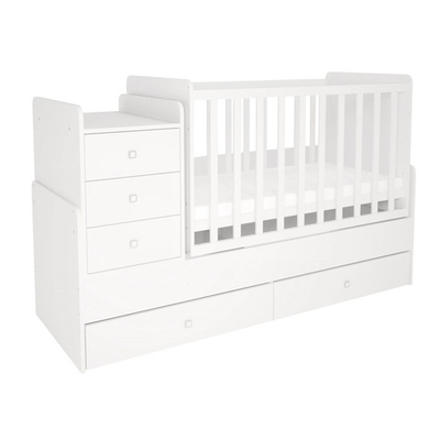 Кроватка детская Polini kids Simple 1100 с комодом, Белый