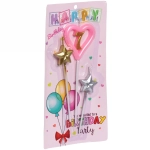 Свечи для торта Цифра Звёздный праздник «7», розовый