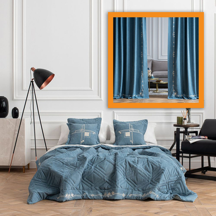 Комплект шторы и покрывало в спальню БРИДД (арт. BL10-306-04) - голубой