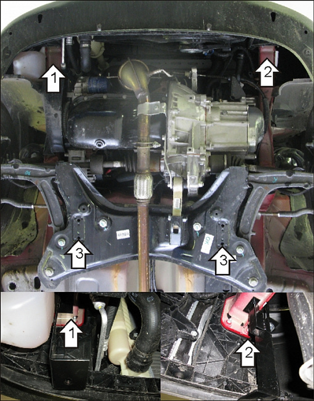 Защита картера Двигателя, КПП. 2 мм, Сталь. для FIAT Panda 2003-2012 MOTODOR.00612