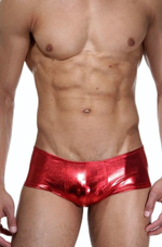 Ярко-красные трусы-хипсы из гладкого блестящего материала (Размер: L-XL) (Цвет: красный)