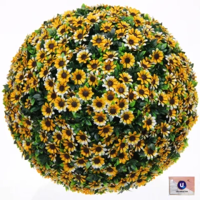 Искусственное растение шар «Самшит» цветы оранжевые D-45см Ultramarine