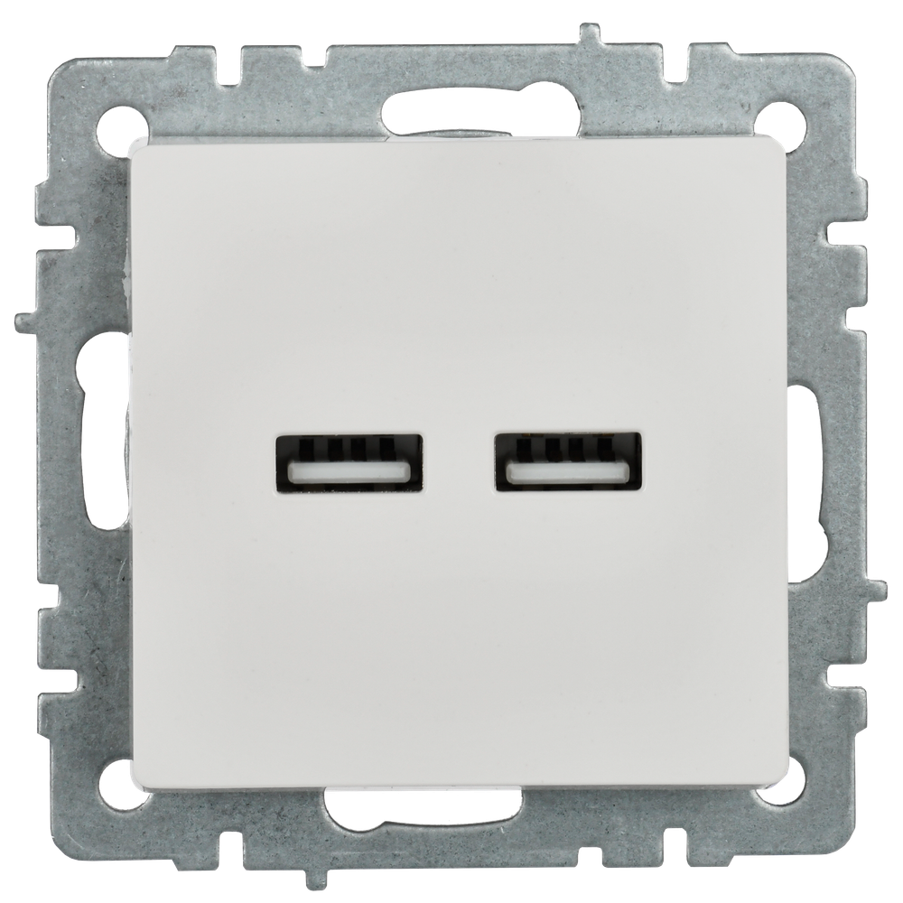 BRITE Розетка USB A+A 5В 3,1А РЮ10-1-БрБ белый IEK
