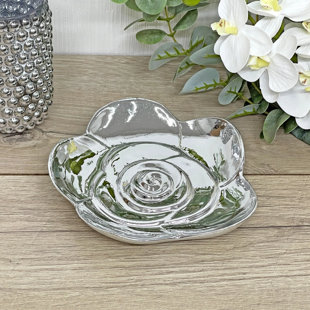 Подставка керамическая «GOLD Podarok», пион, цвет серебро, 17*17см (упаковка индив. пленка)