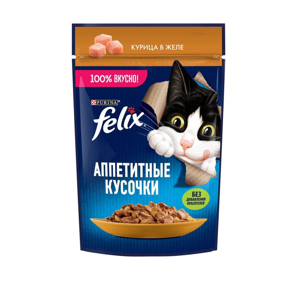 Пауч Felix аппетитные кусочки с курицей в желе