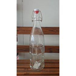 Бутылка 1 л стекло с крышкой прозрачная d 9 см h32 см бугельный замок P.L.