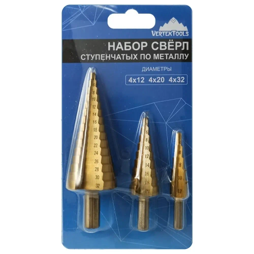 НАБОР СВЕРЛ СТУПЕНЧАТОЕ 4-12, 4-20, 4-32мм, шт