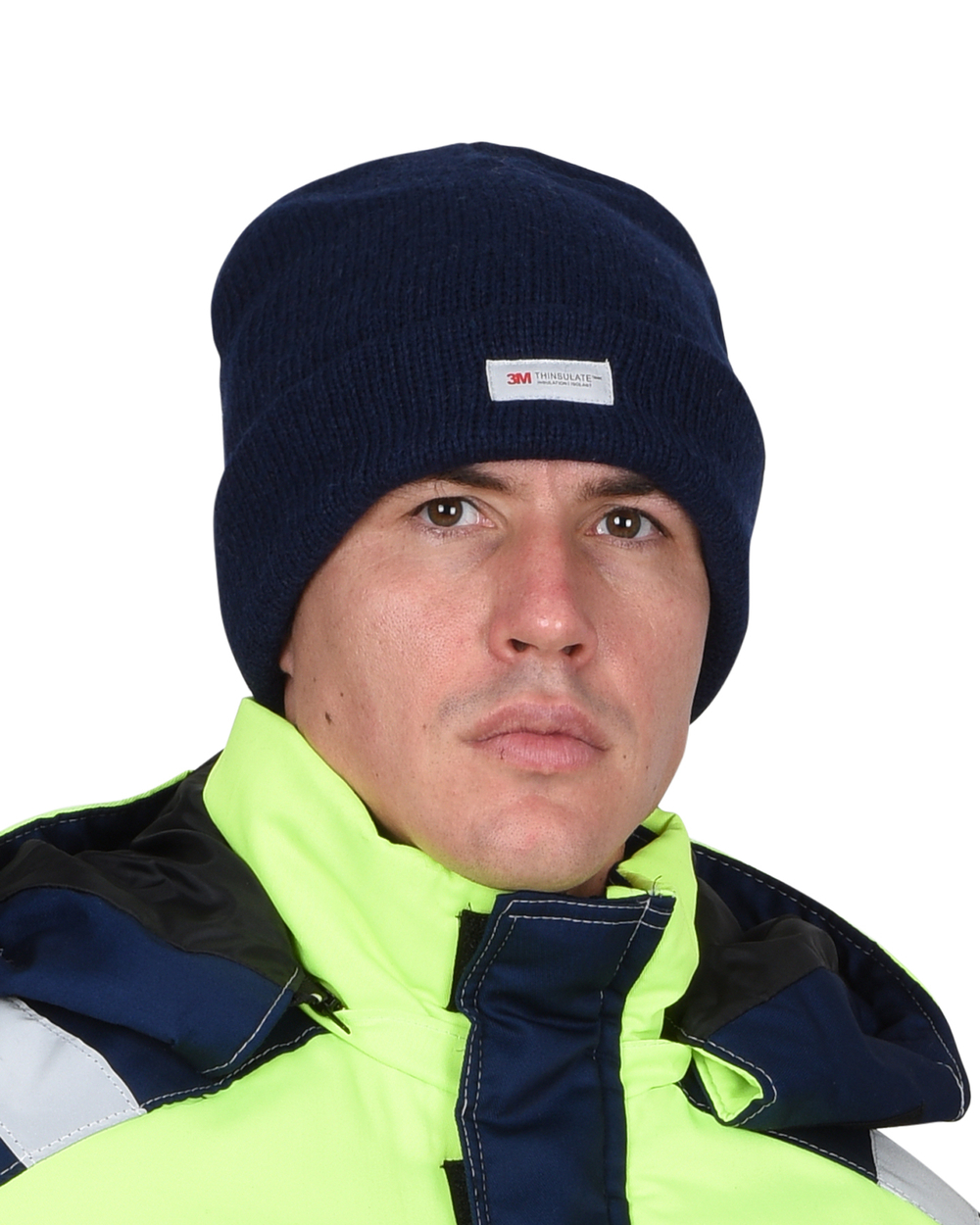 Шапка трикотажная темно-синяя СИРИУС Юка с утеплителем Тинсулейт