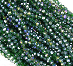 БШ022ДС4 Хрустальные бусины "32 грани", цвет: темно-зеленый AB прозрачный, 4 мм, кол-во: 95-100 шт.