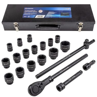 Набор инструментов ударных ''Profi''3/4'', 6гр, 21пр(17,19,21,22,24,27,30,32,34,35,36,36-12гр,38,41,46,50мм), в кейсе Forsage F-6213-5MPB