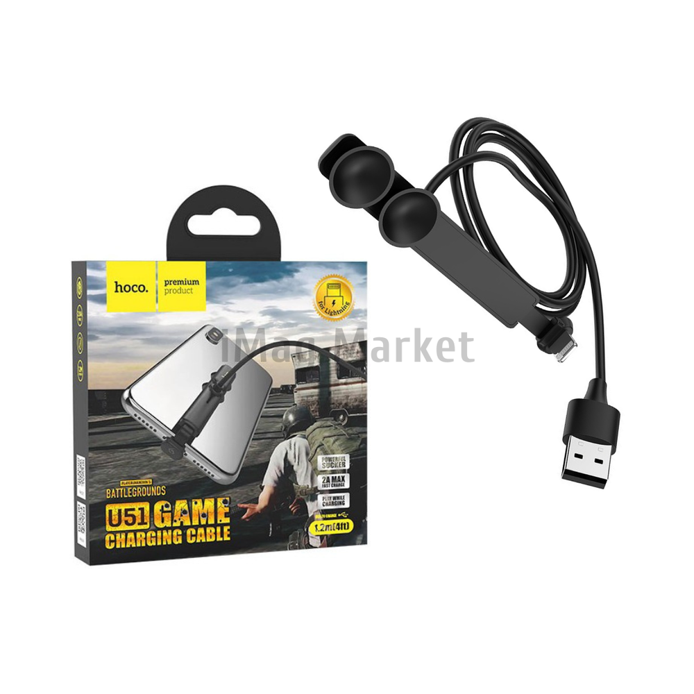 Зарядный кабель Hoco U51, USB-A - Lightning, 2A, 10W, 1.2 м, черный