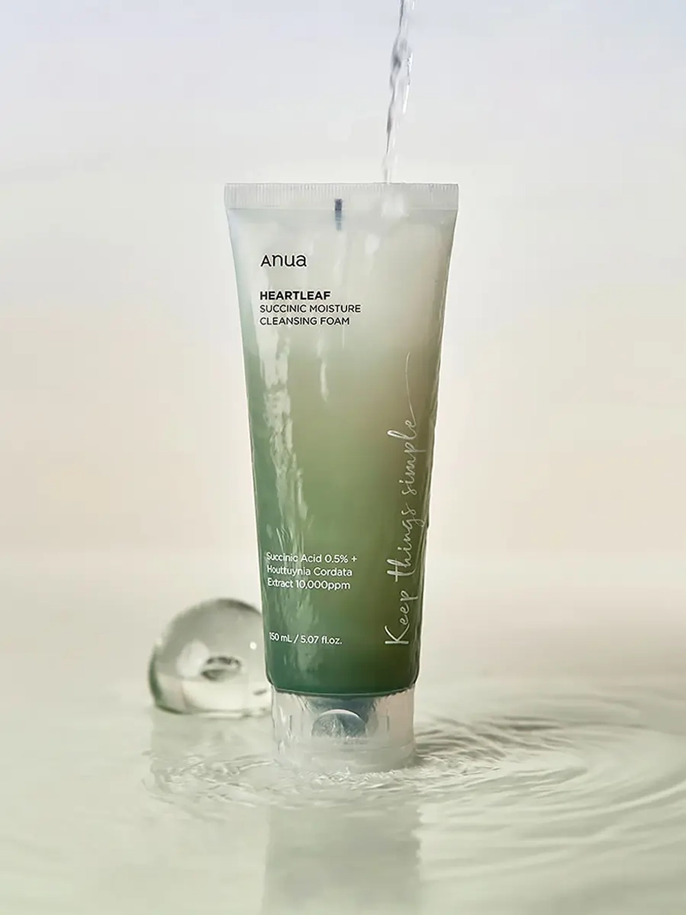 Anua Увлажняющий гель для умывания с янтарной кислотой Heartleaf Succinic Moisture Cleansing Foam 150 мл