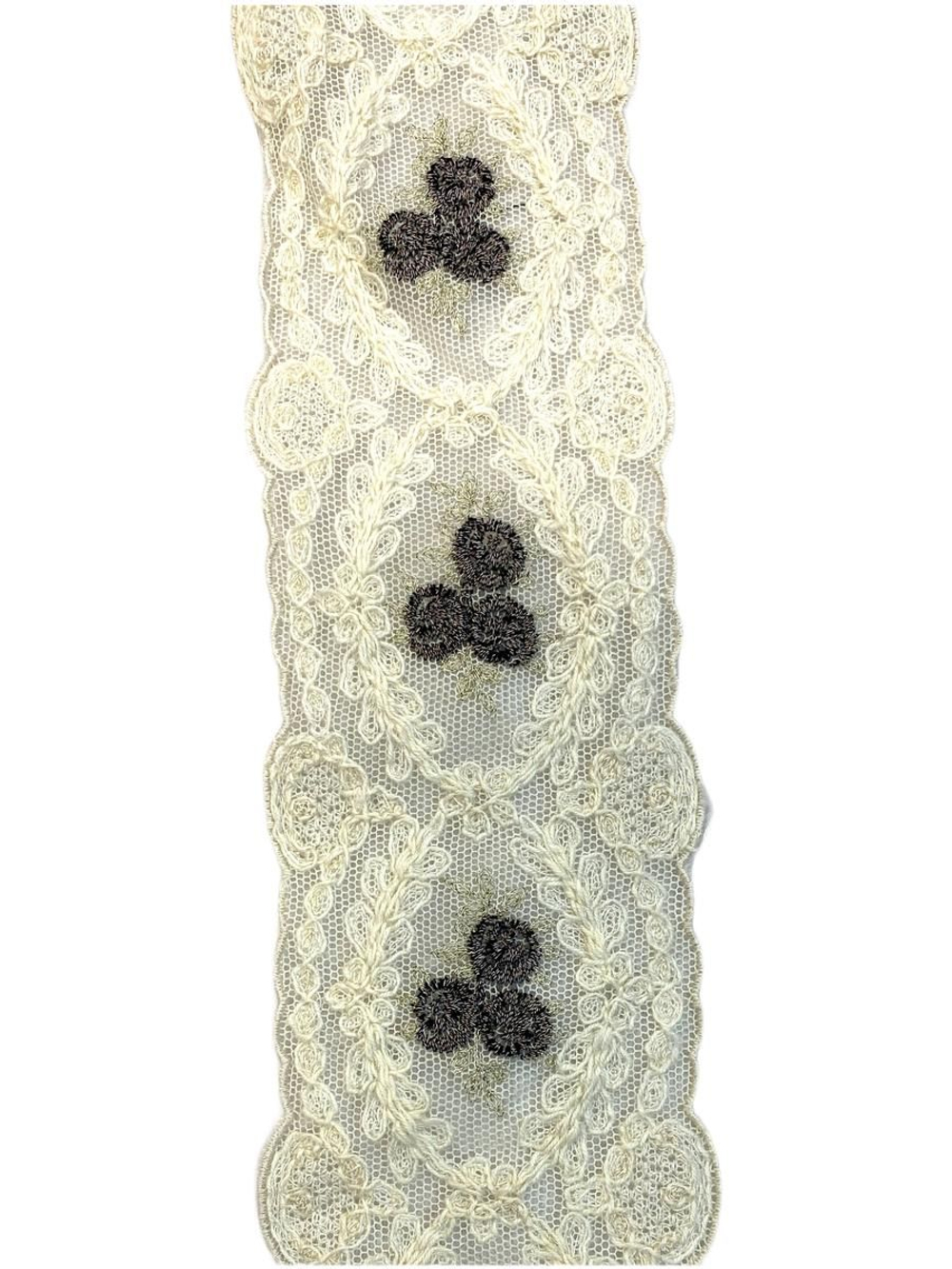 кружево на сетке вышивка шелк/хлопок (Франция) ш-6см цена за 1 м