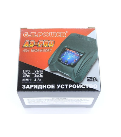 Универсальное З/У G.T.Power A3PRO-V1 LiPo/NiMh (220В/2A/2-3S) T-plug/TRX/Tamiya/Mini Tamiya/XT60