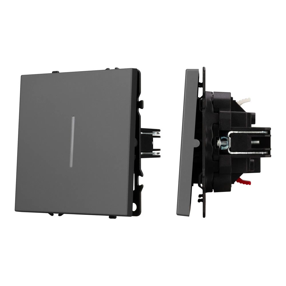Механизм выключателя одноклавишный проходной LED SWT-NOBE-MKP1-SFPL-L-GR (230V, 10A) (Arlight, Серый базальт) 054263