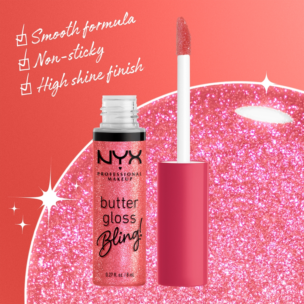 NYX Professional Makeup Butter Gloss Bling - Блеск для губ с блестящими частицами оттенок 05 She Got Money, 8 ml