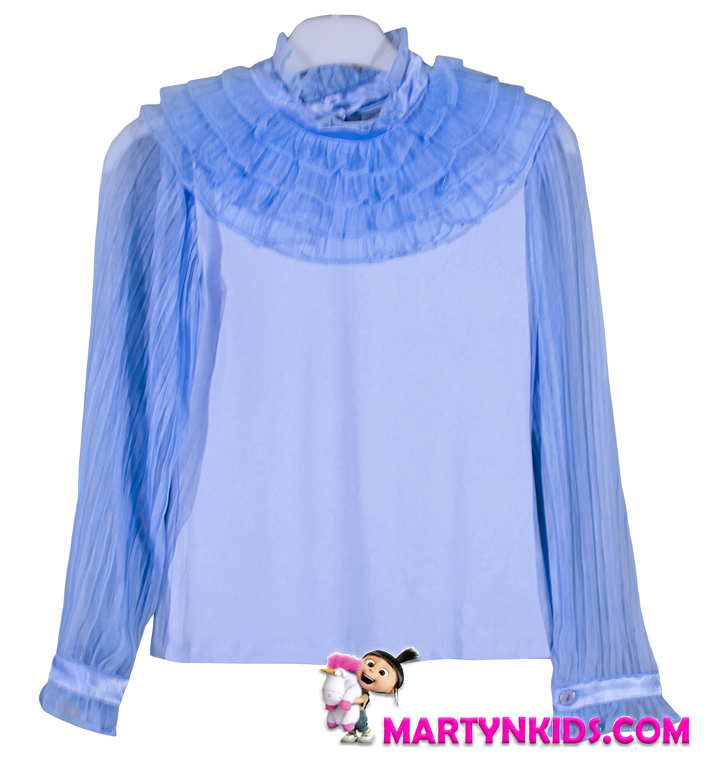 блузка жабо голубая 24