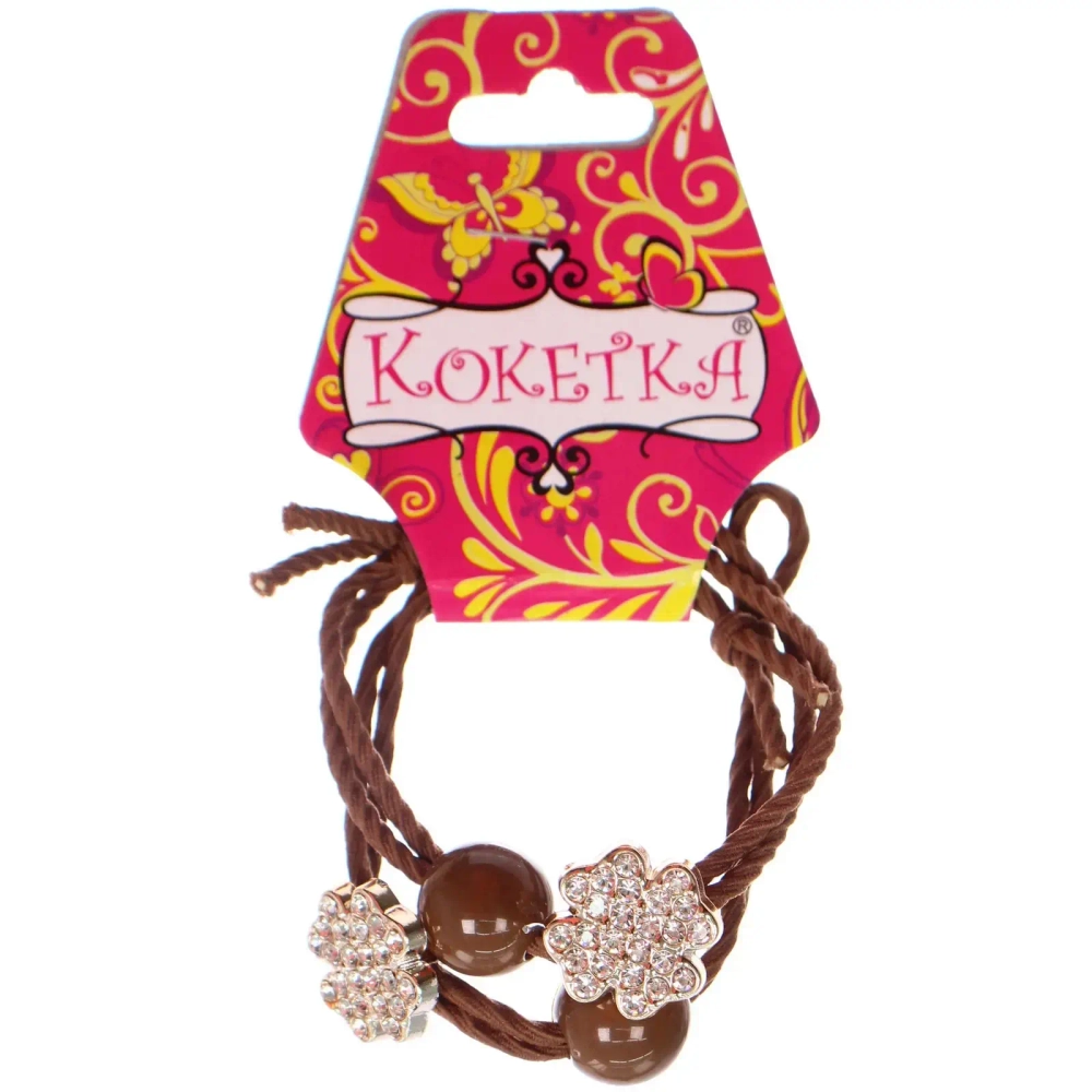 Резинки для волос 2шт «ФАНТЕЭГРО», клевер, цвет черный, молочный и коричневый, d-5.5см (Кокетка)