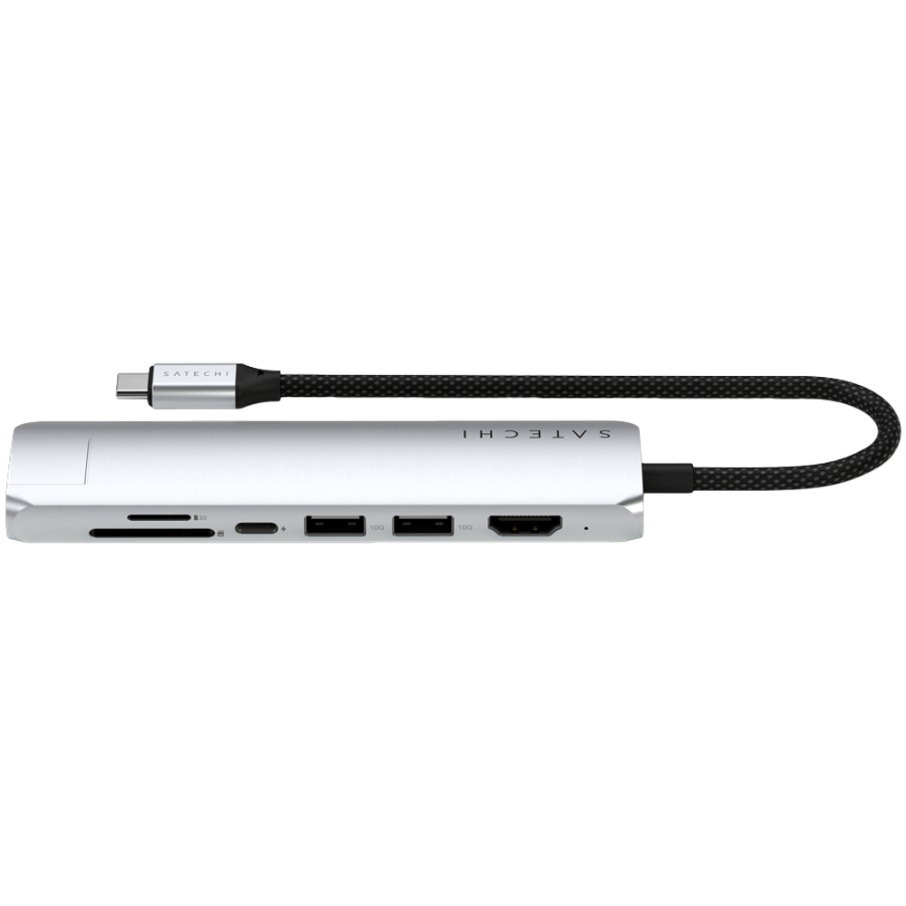 SATECHI 7-in-1 USB-C Slim Multiport Adapter with Ethernet (Silver)