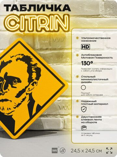 Табличка декоративная "Винсент ван Гог" на дверь и стену, прикольная штука в подарок, декоративный знак, 24,5х24,5 см, пластиковая, Айдентика Технолоджи
