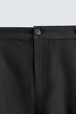 ZARA БРЮКИ RELAXED FIT СО СКЛАДКАМИ, ТЕМНО-СИНИЙ