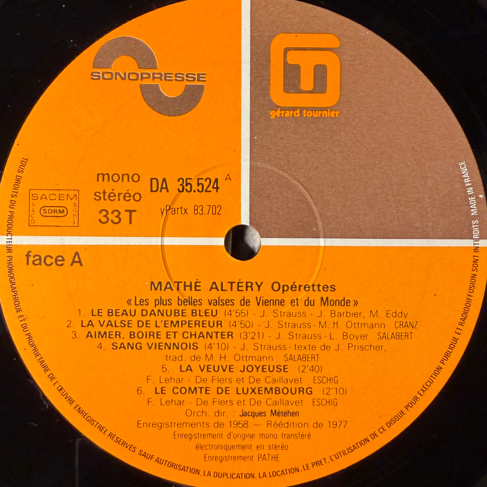 Mathé Altéry ‎– Operettes 2LP (Франция 1977г.)