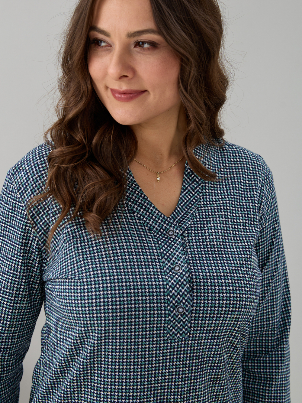 Блузка БЛ-22/пьедепуль-зеленый