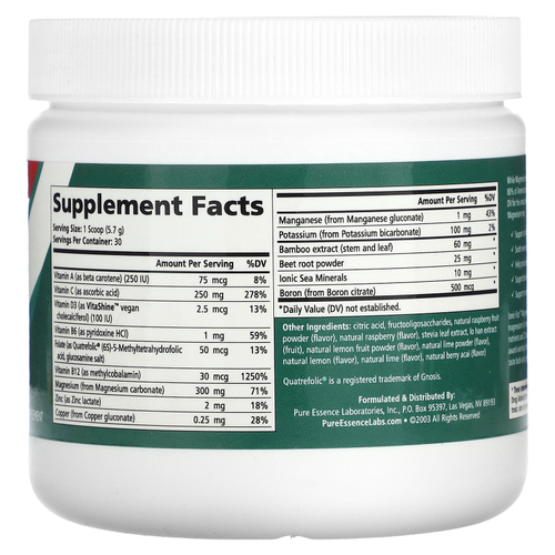 Pure Essence, lonic-Fizz™, Magnesium Plus™, малиновый лимонад, 171 г (6,03 унции)