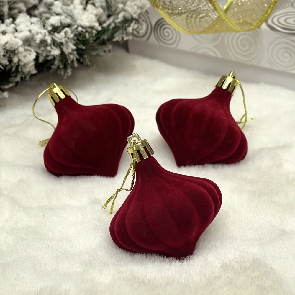 Набор ёлочных украшений VELOUR «Волшебная юла» 6 см (набор 3 шт), Рубин