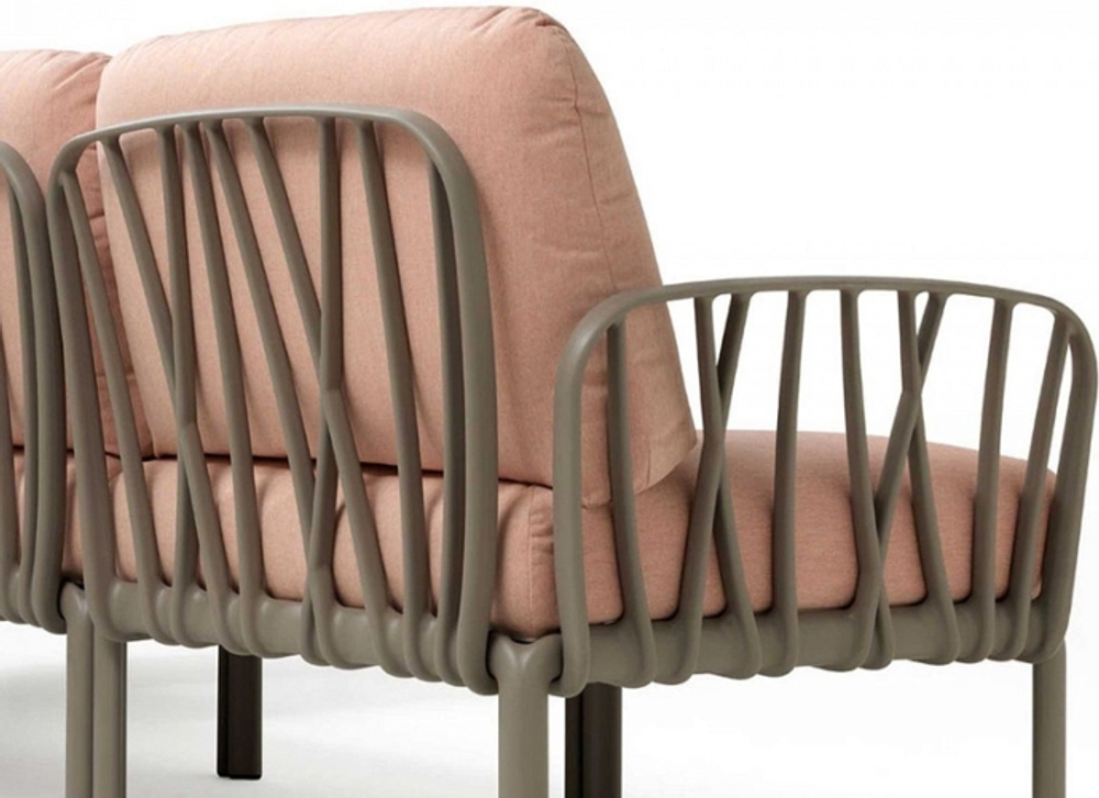 Диван пластиковый с подушками Nardi Komodo 3, тортора, розовый