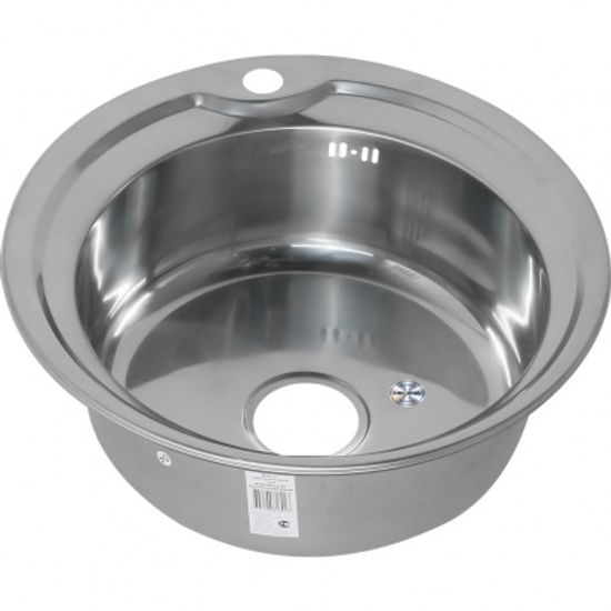 Мойка врезная круглая D510 0,8 глянец слив 3 1/2+ сифон